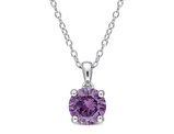 1.60 Carat (ctw) Lab-Created Alexandrite Solitaire Pendant Necklace in Sterling Silver with Chain